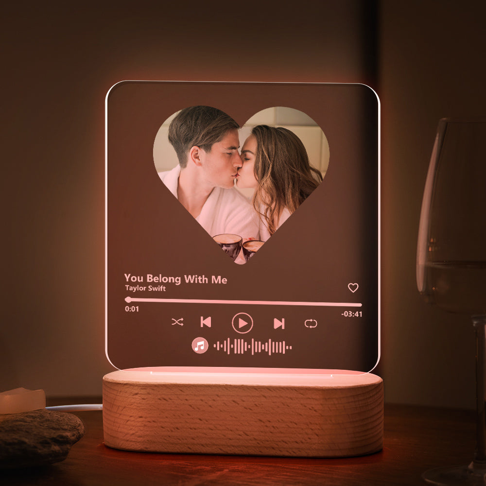 Heart Music Code Plaque Night Light