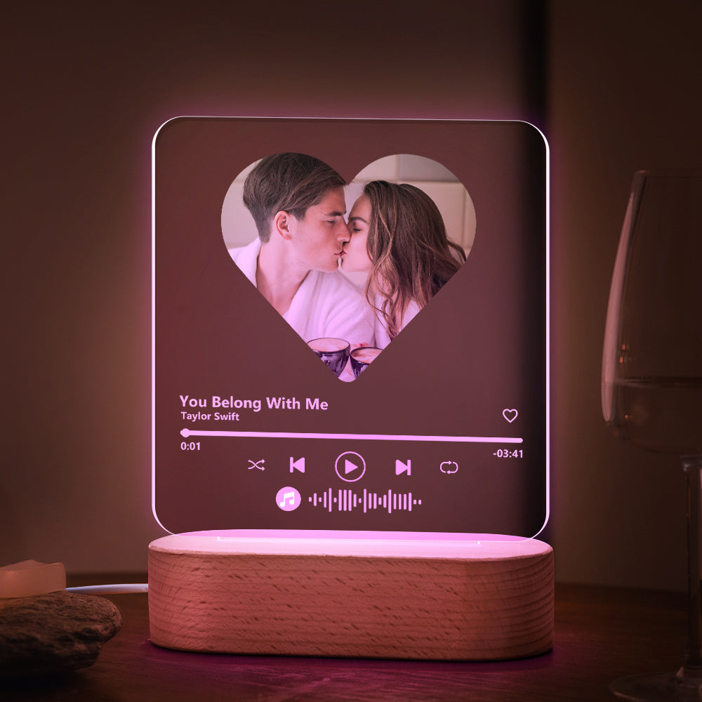 Heart Music Code Plaque Night Light