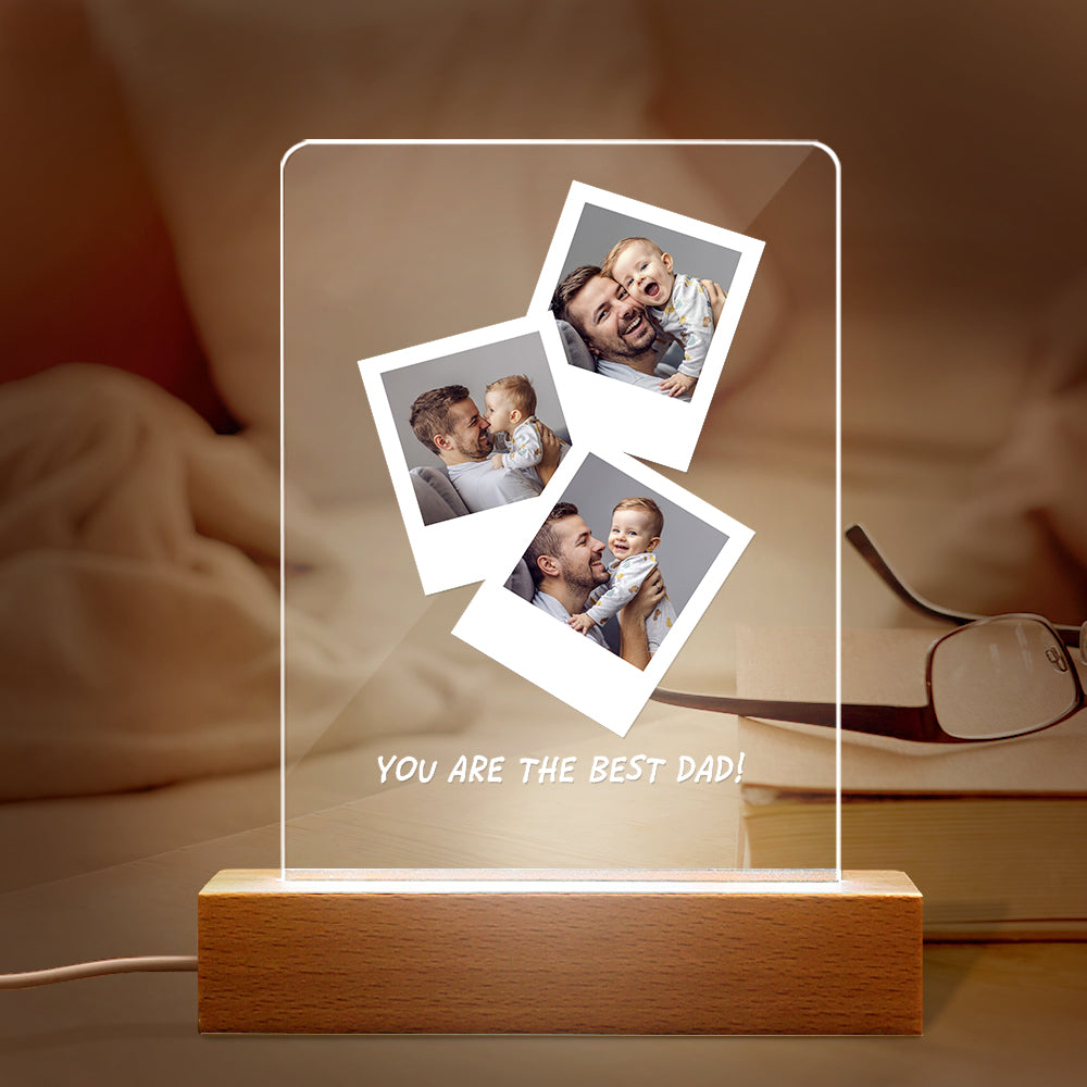 Dad Photo Wood Base Night Light