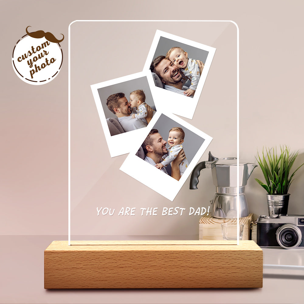 Dad Photo Wood Base Night Light