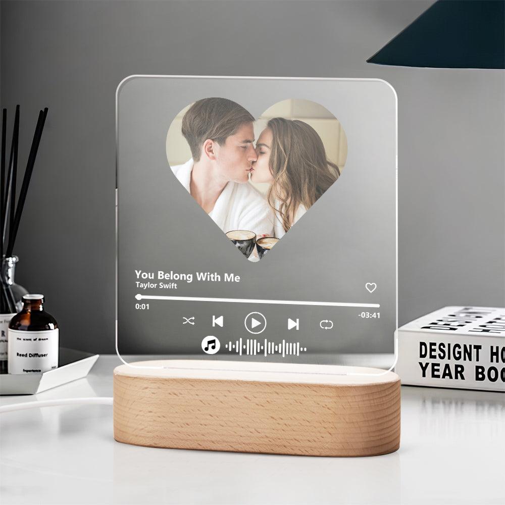 Heart Music Code Plaque Night Light
