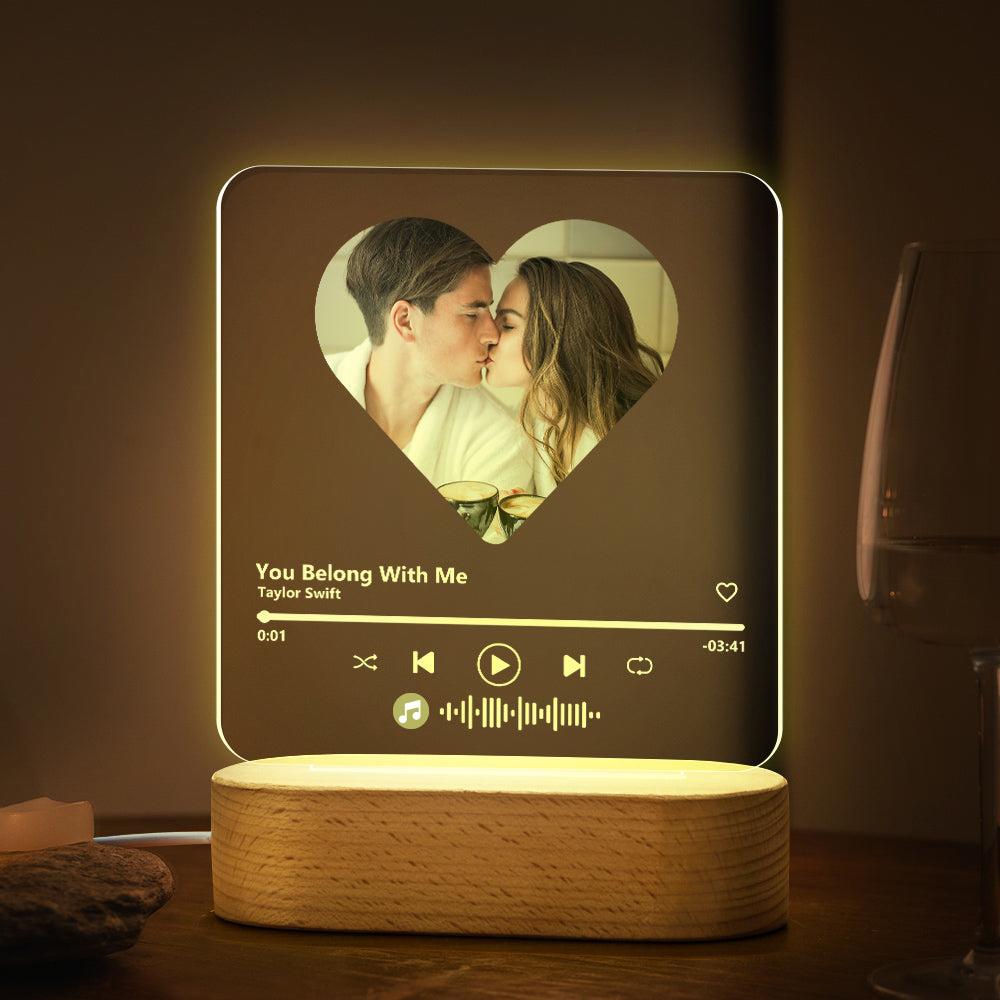 Heart Music Code Plaque Night Light