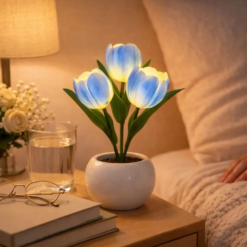 LED Tulip Night Light Dimmable Plug-in Romantic Flower Lamp Artificial Bloom Mother’s Day Gift