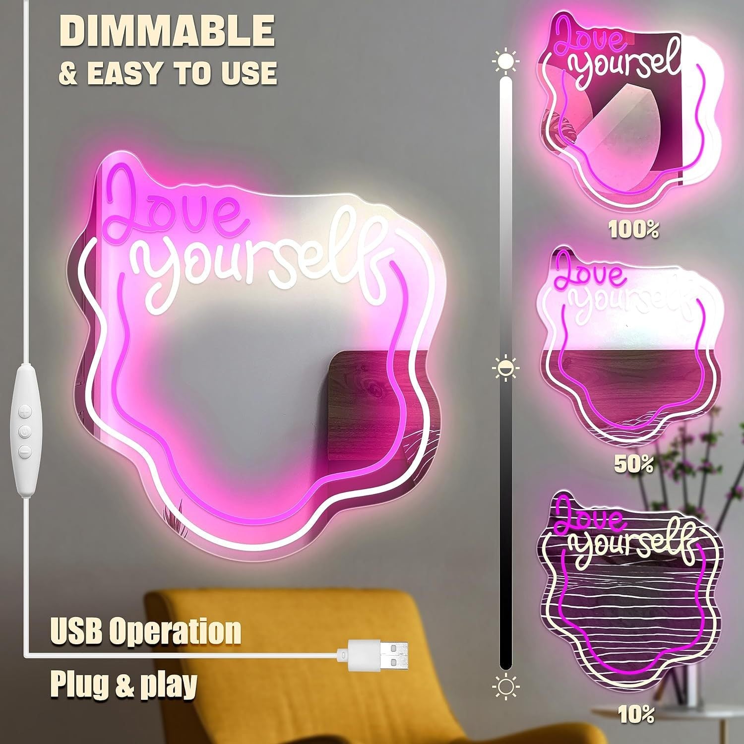 Neon Mirror Wall Light