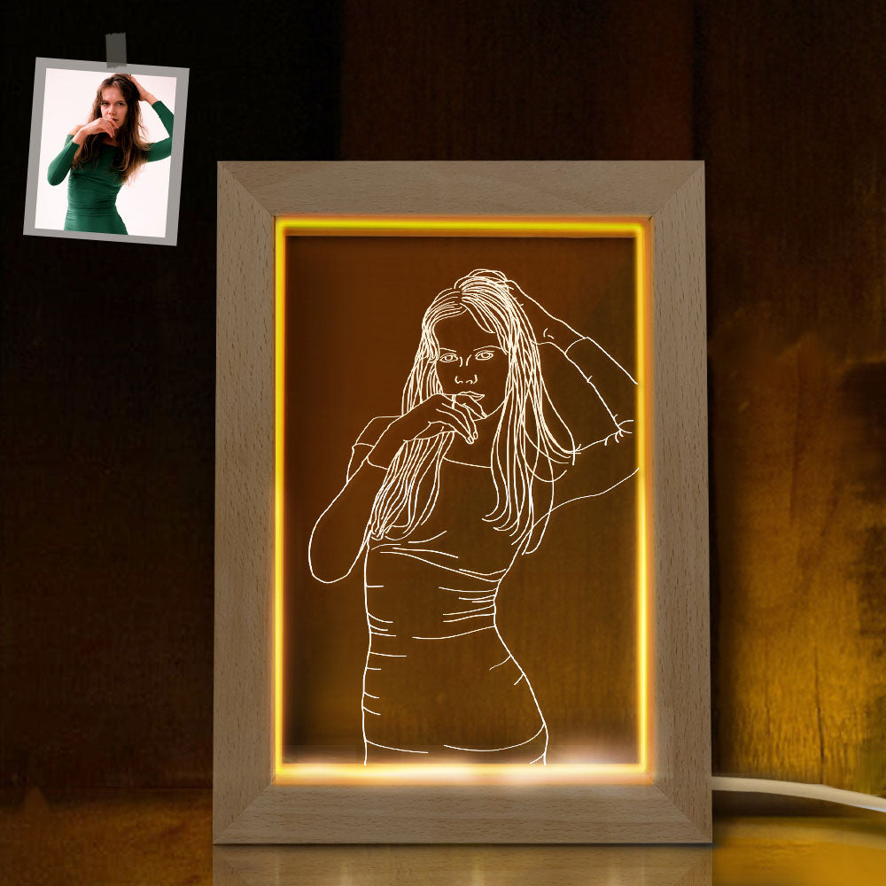 Wood 3D Photo Frame Night Light