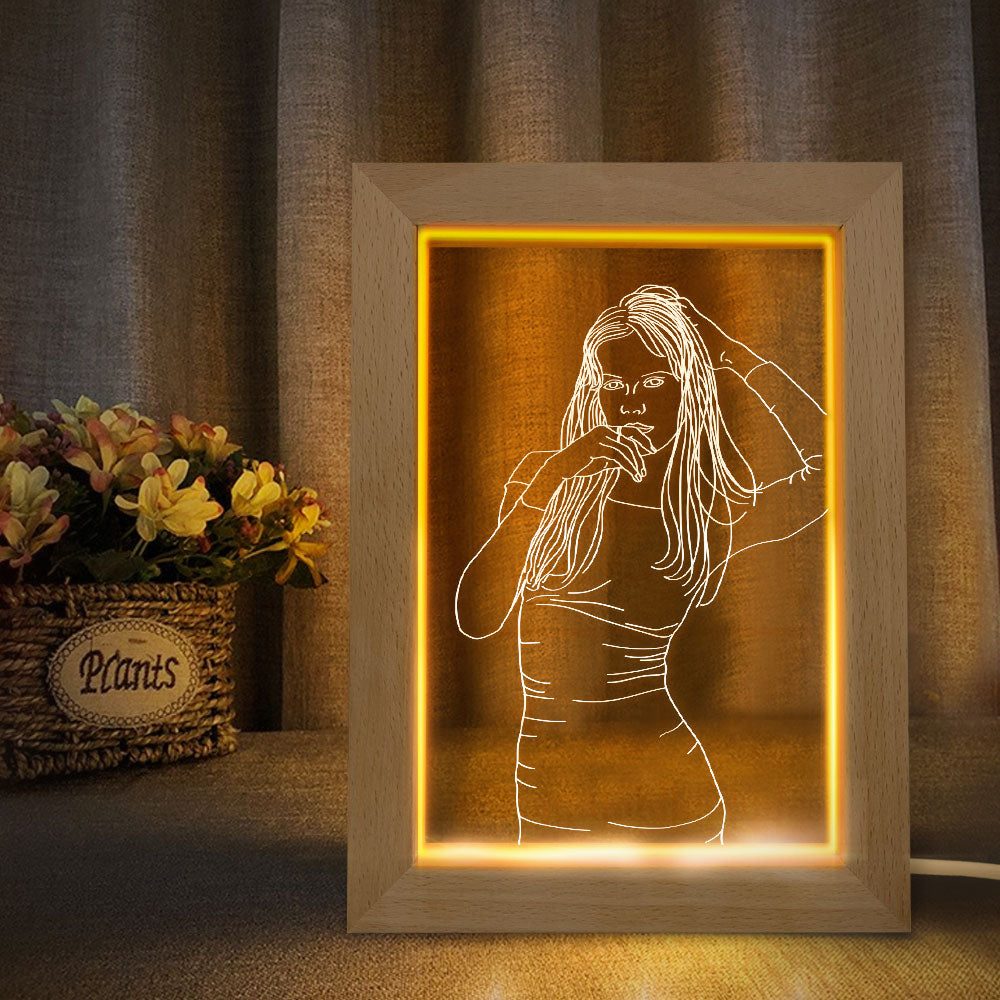 Wood 3D Photo Frame Night Light