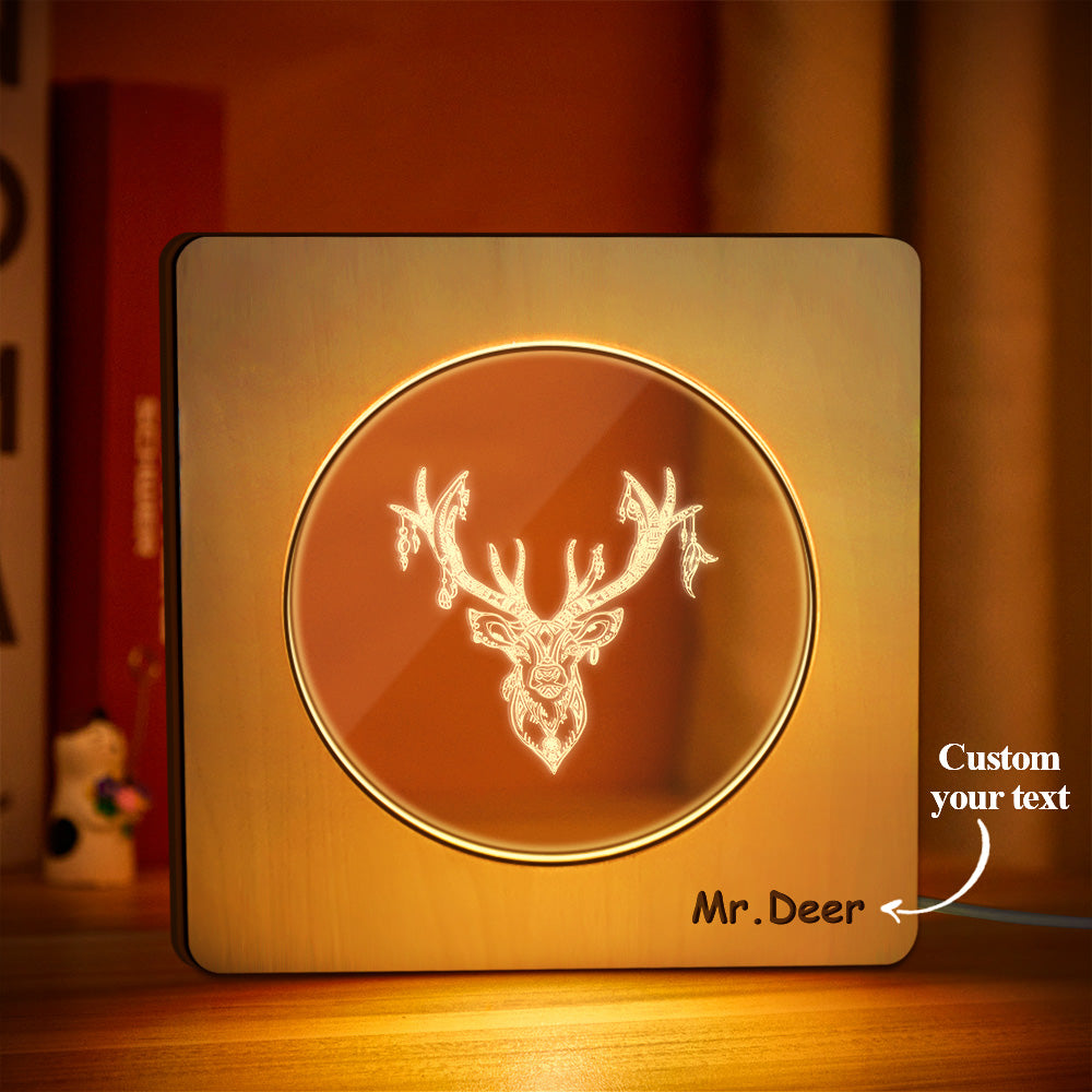Deer Wooden Frame Night Light