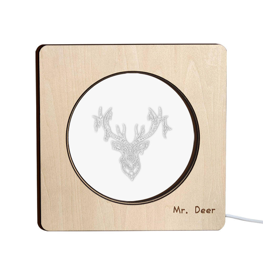 Deer Wooden Frame Night Light