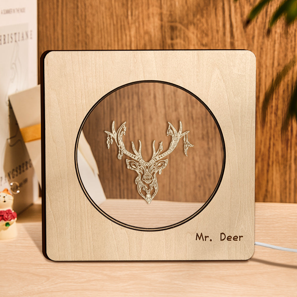 Deer Wooden Frame Night Light