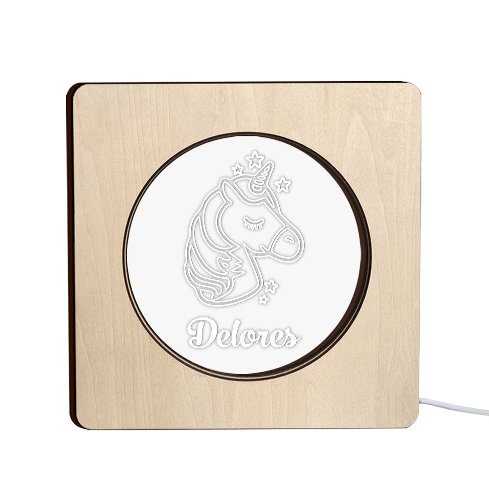 Unicorn Wood Frame Night Light