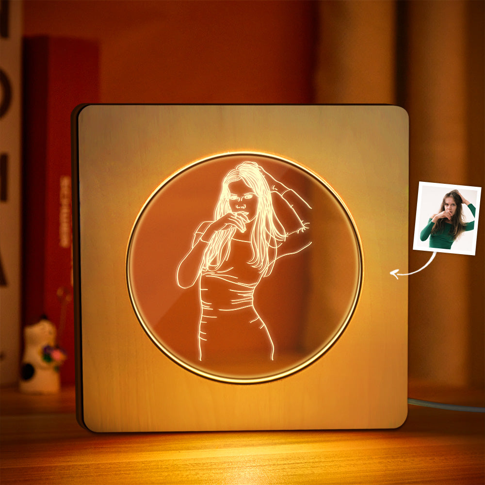 Photo Engraved Wood Frame Night Light