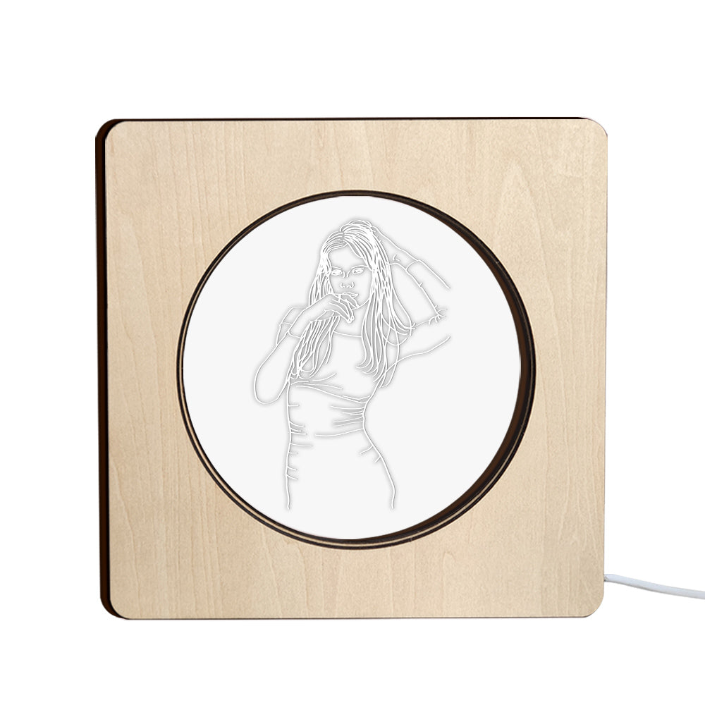 Photo Engraved Wood Frame Night Light