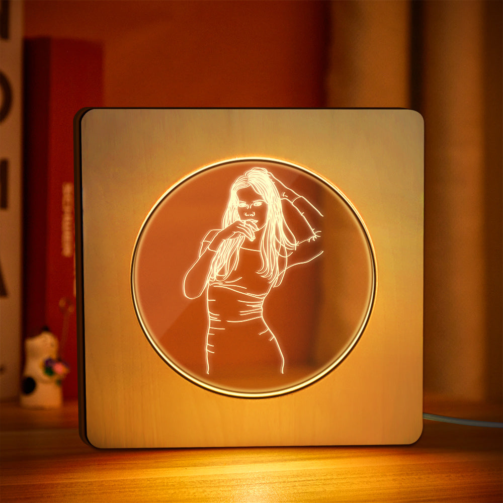 Photo Engraved Wood Frame Night Light