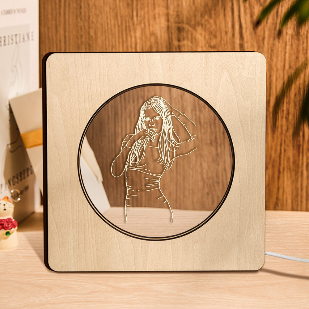 Photo Engraved Wood Frame Night Light