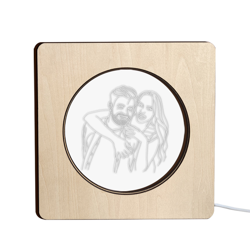 Photo Engraved Wood Frame Night Light