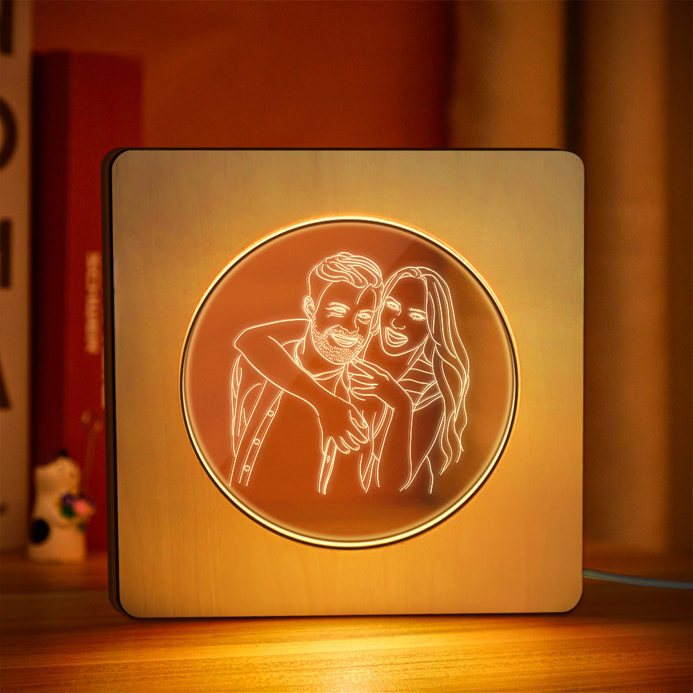 Photo Engraved Wood Frame Night Light