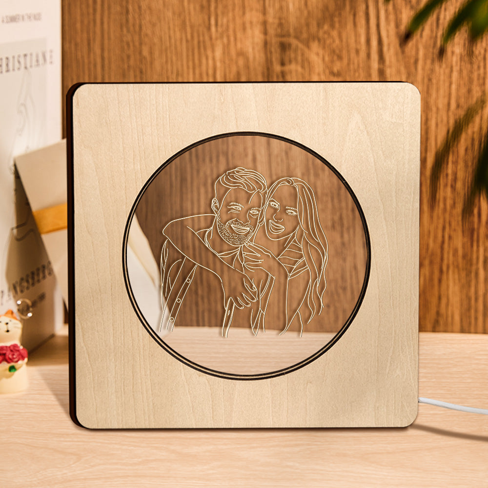 Photo Engraved Wood Frame Night Light