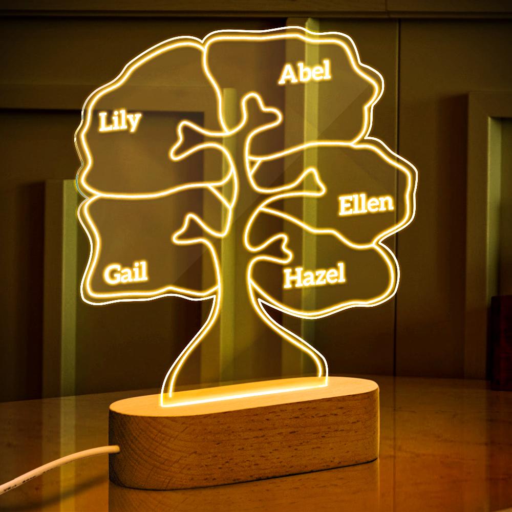 Family Tree Names Night Light