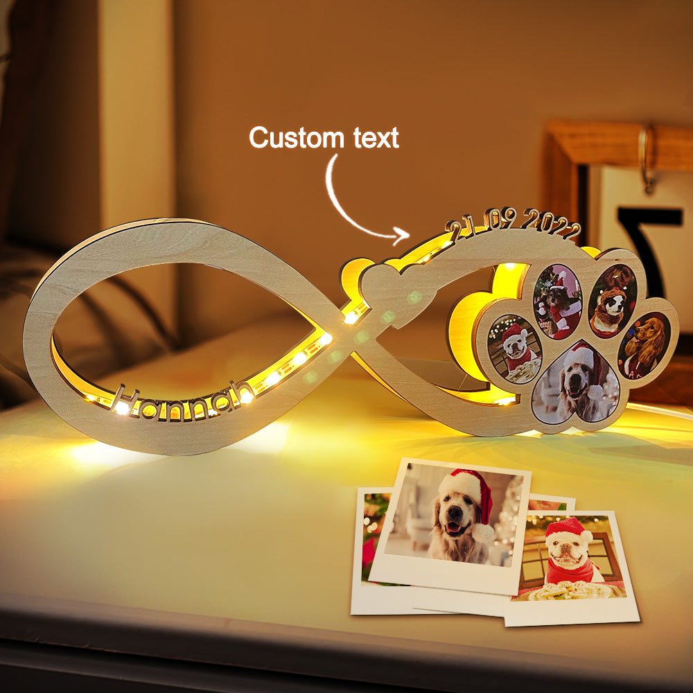 Dog Paw Photo Wood Night Light