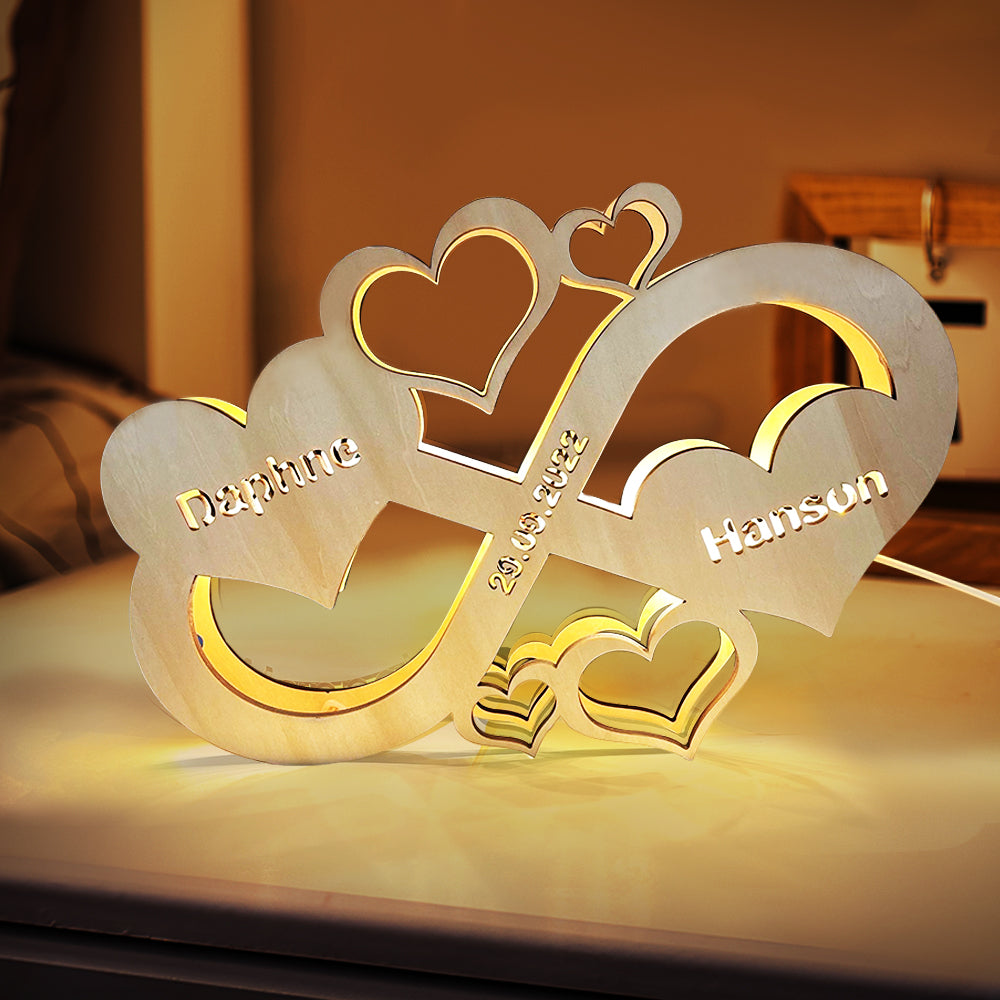 Infinity Heart Wood Night Light