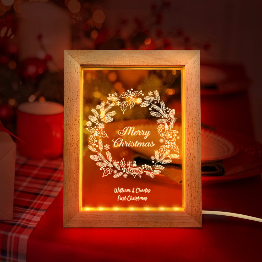 Christmas Wreath Wood Night Light