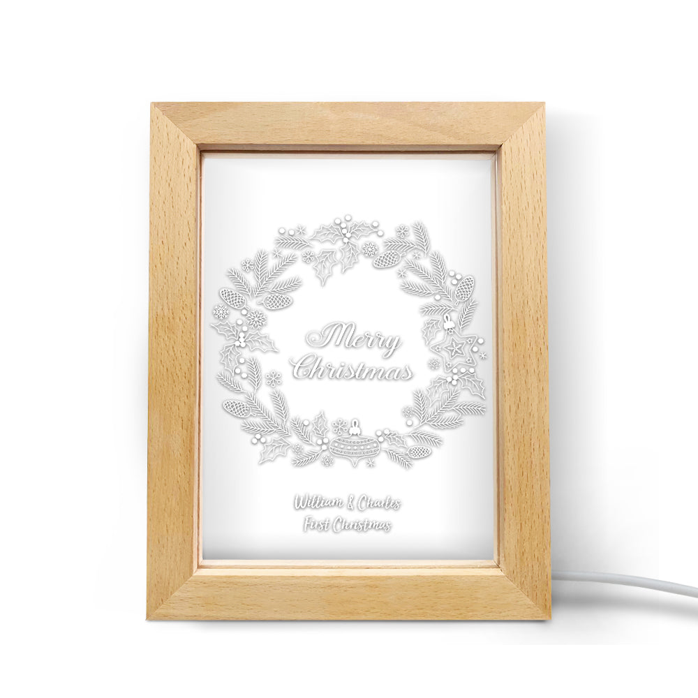 Christmas Wreath Wood Night Light