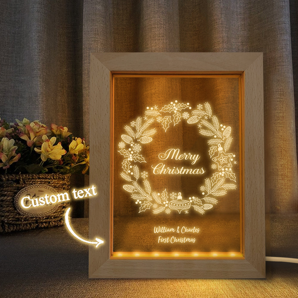 Christmas Wreath Wood Night Light