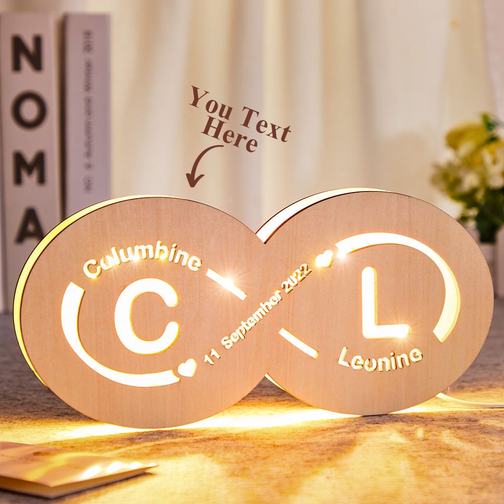 Infinity Initials Wood Night Light