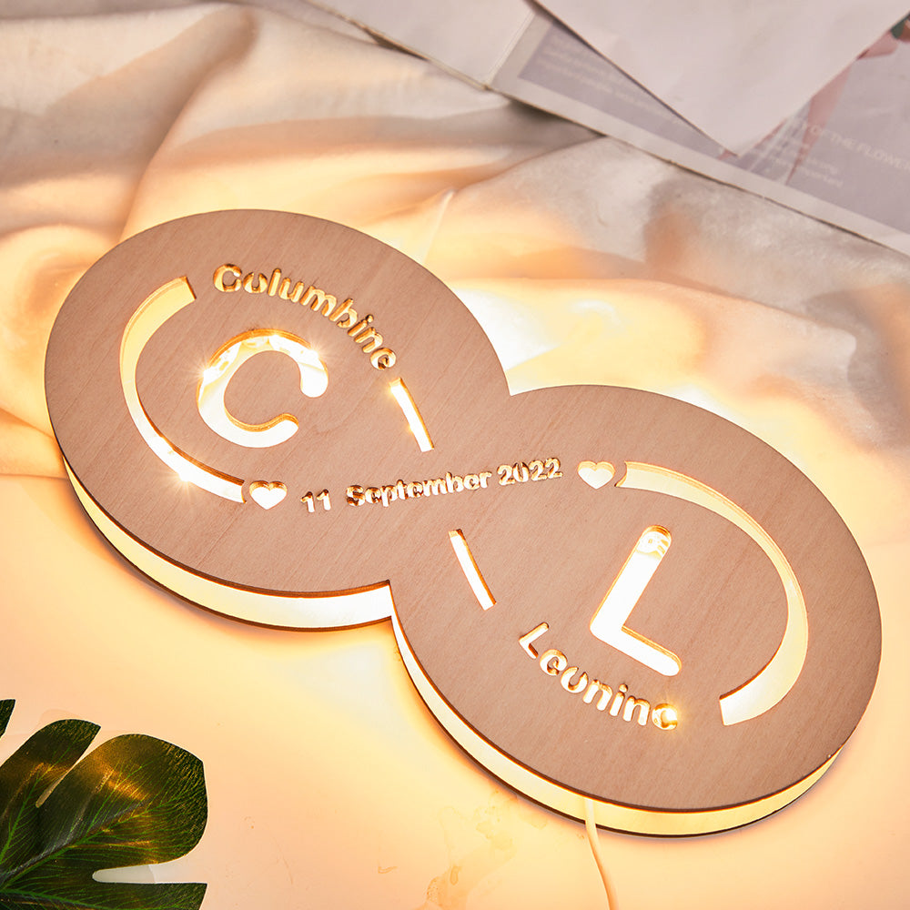 Infinity Initials Wood Night Light