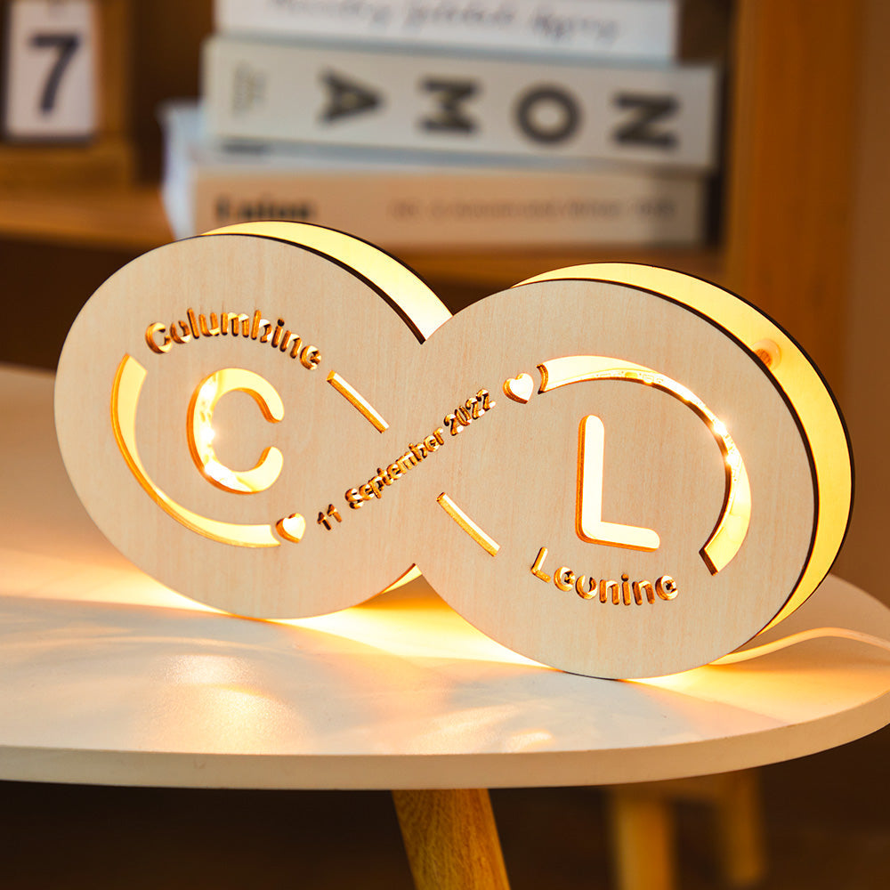 Infinity Initials Wood Night Light