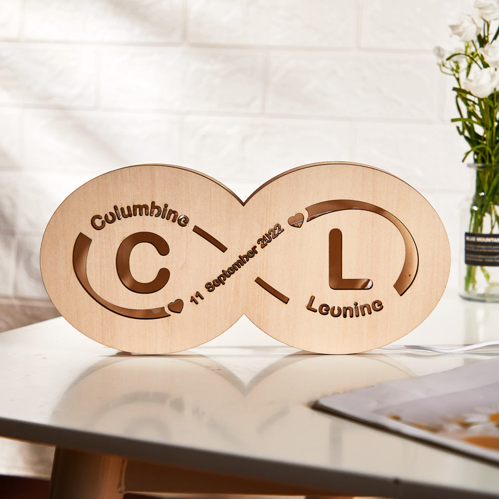 Infinity Initials Wood Night Light