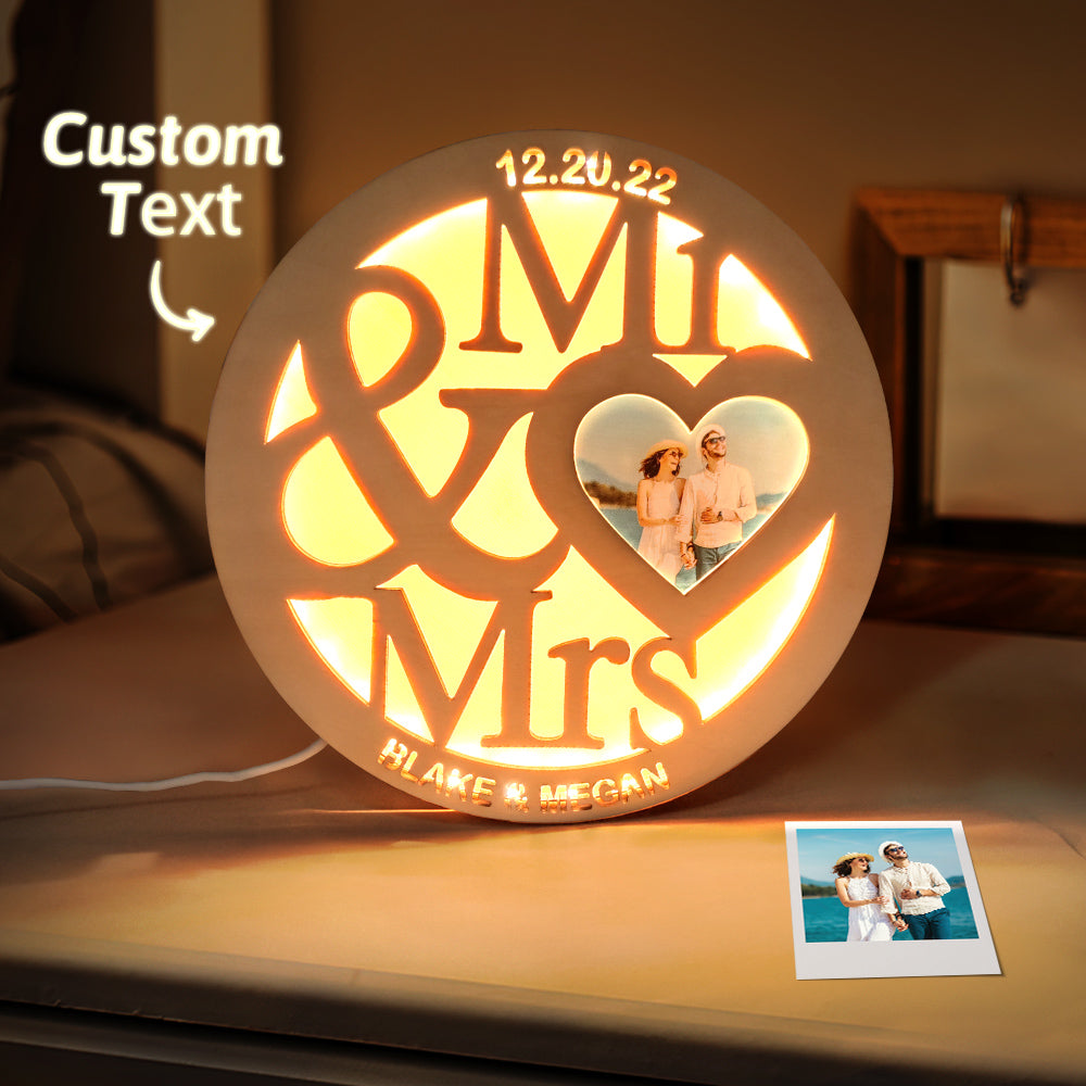 Photo Engraved Wood Night Light
