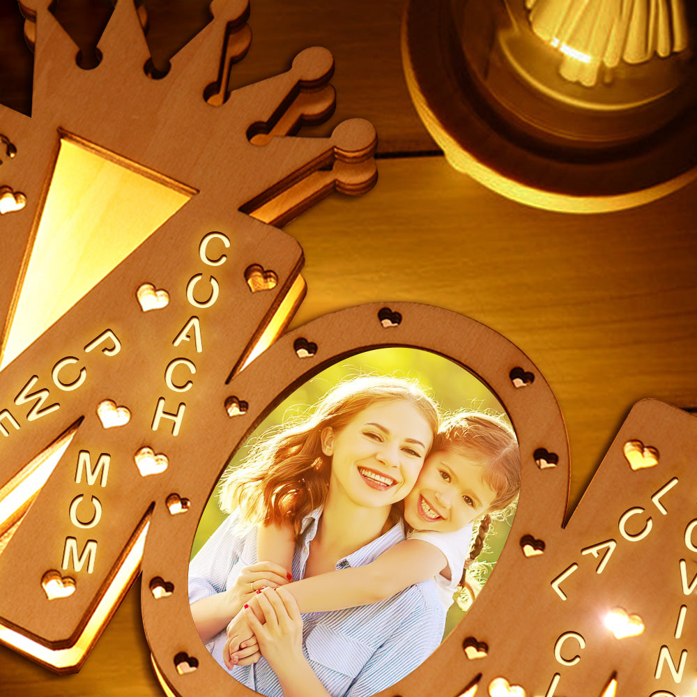 Mom Photo Wood Name Night Light