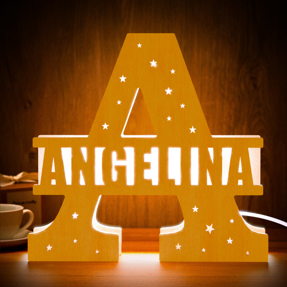Initial Letter Wood Night Light