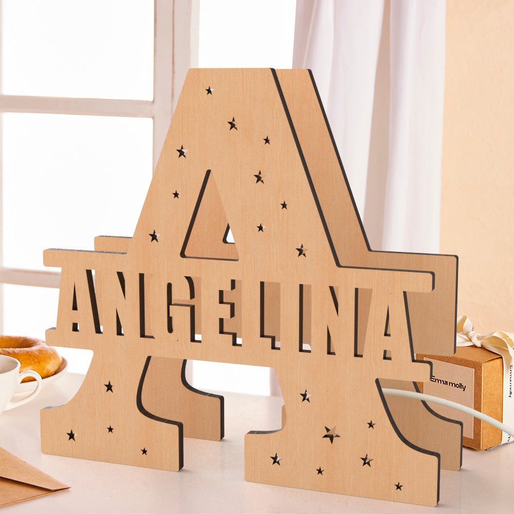 Initial Letter Wood Night Light