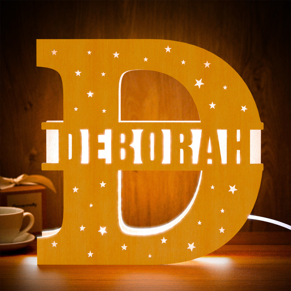 Initial Letter Wood Night Light