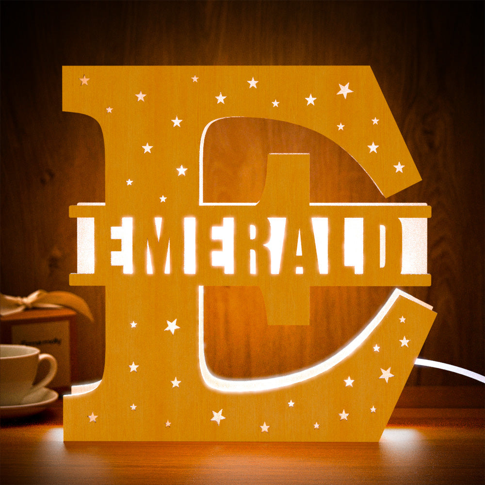 Initial Letter Wood Night Light