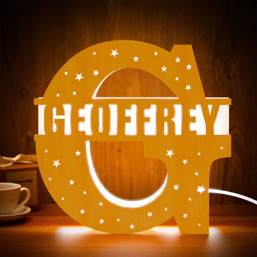 Initial Letter Wood Night Light