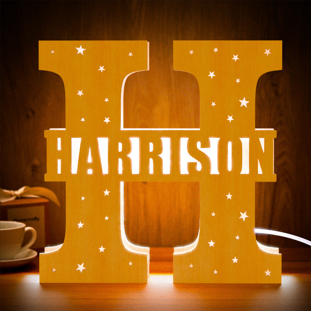 Initial Letter Wood Night Light