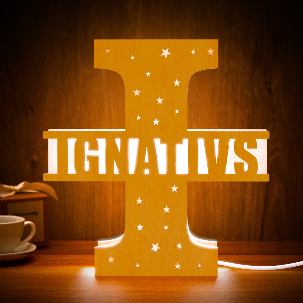 Initial Letter Wood Night Light
