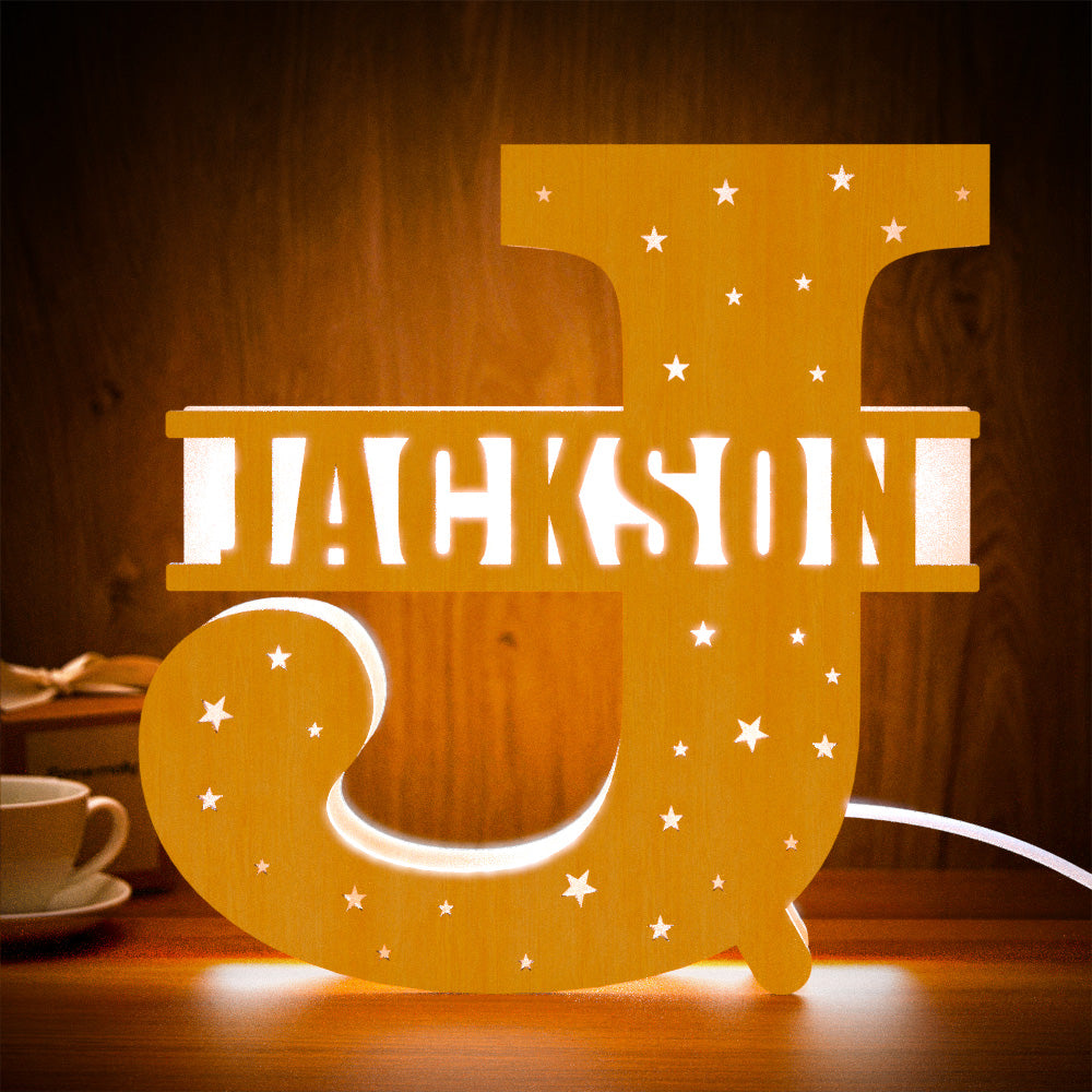 Initial Letter Wood Night Light