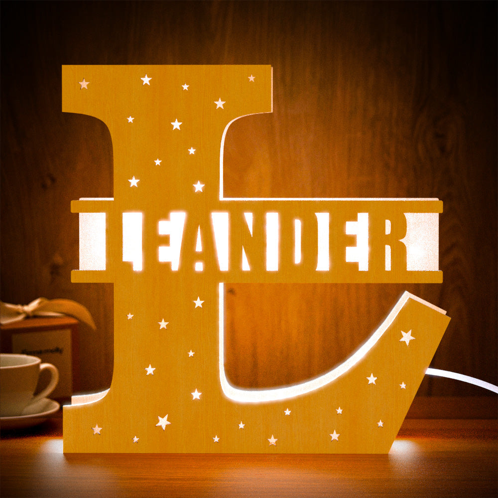 Initial Letter Wood Night Light