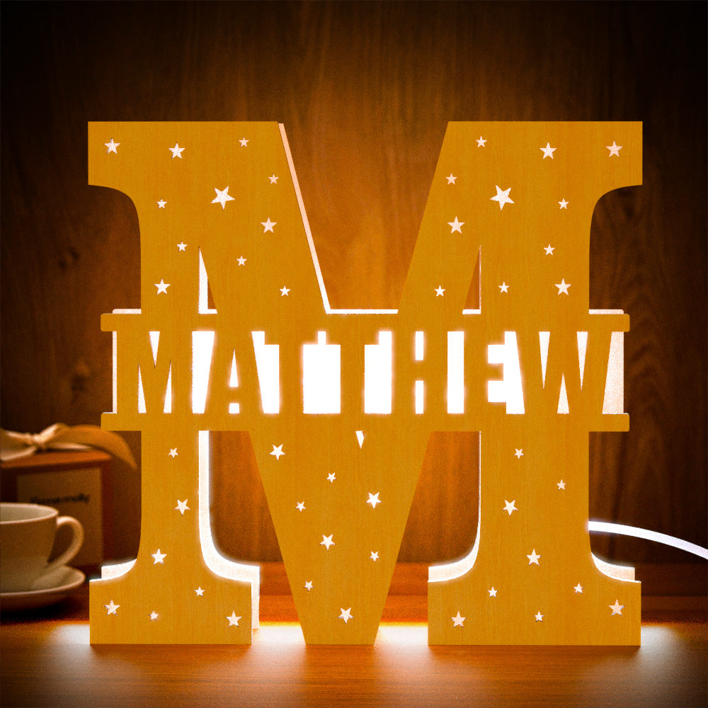 Initial Letter Wood Night Light