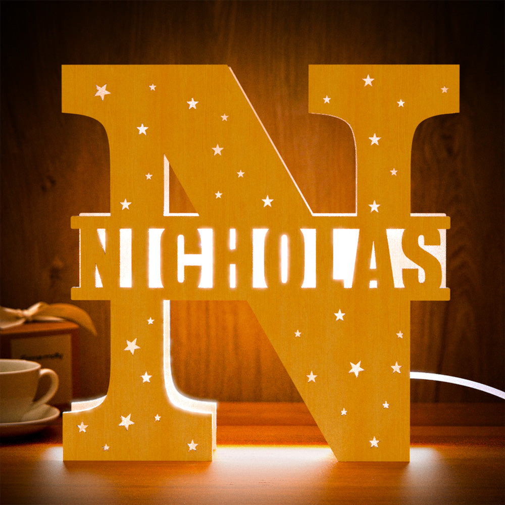 Initial Letter Wood Night Light