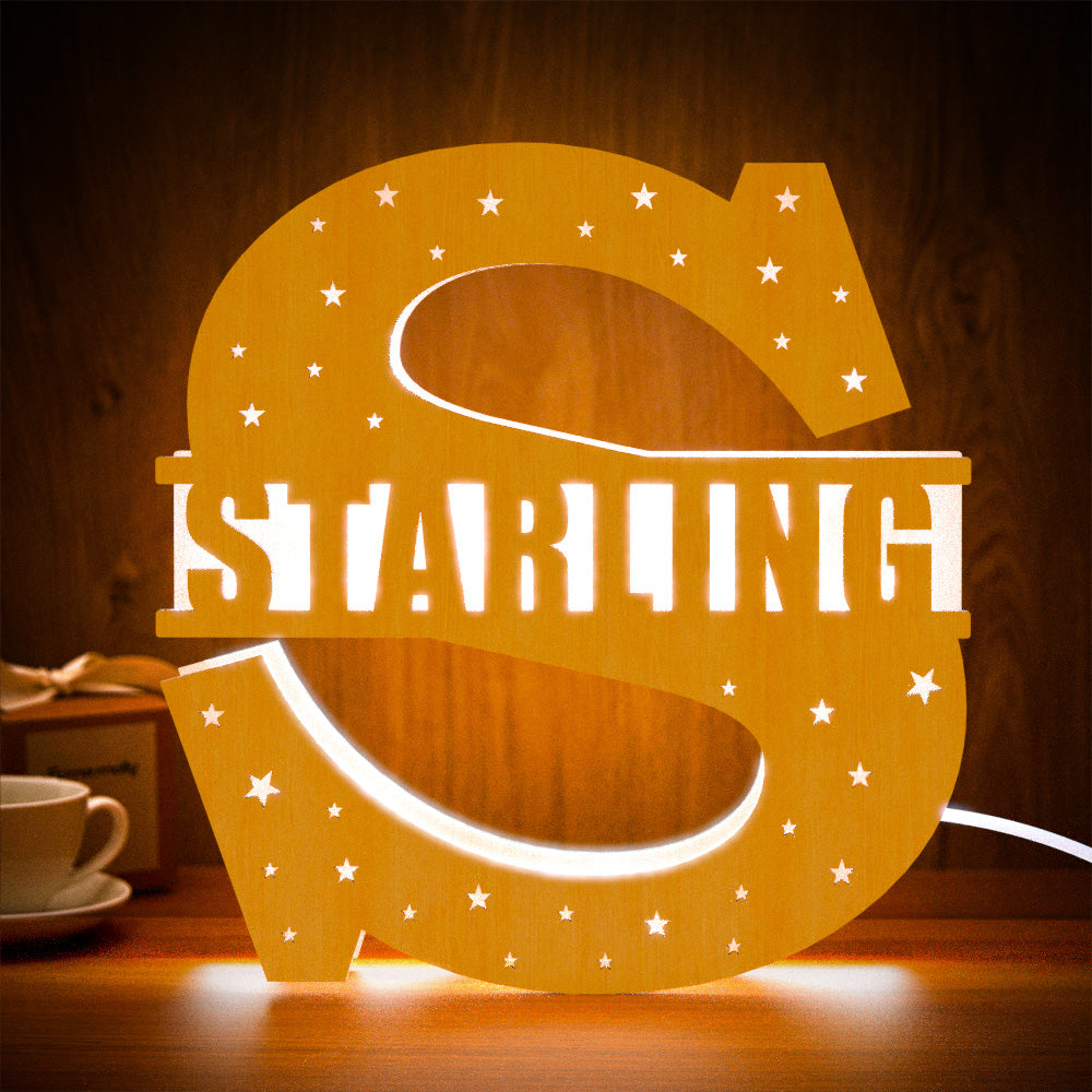 Initial Letter Wood Night Light