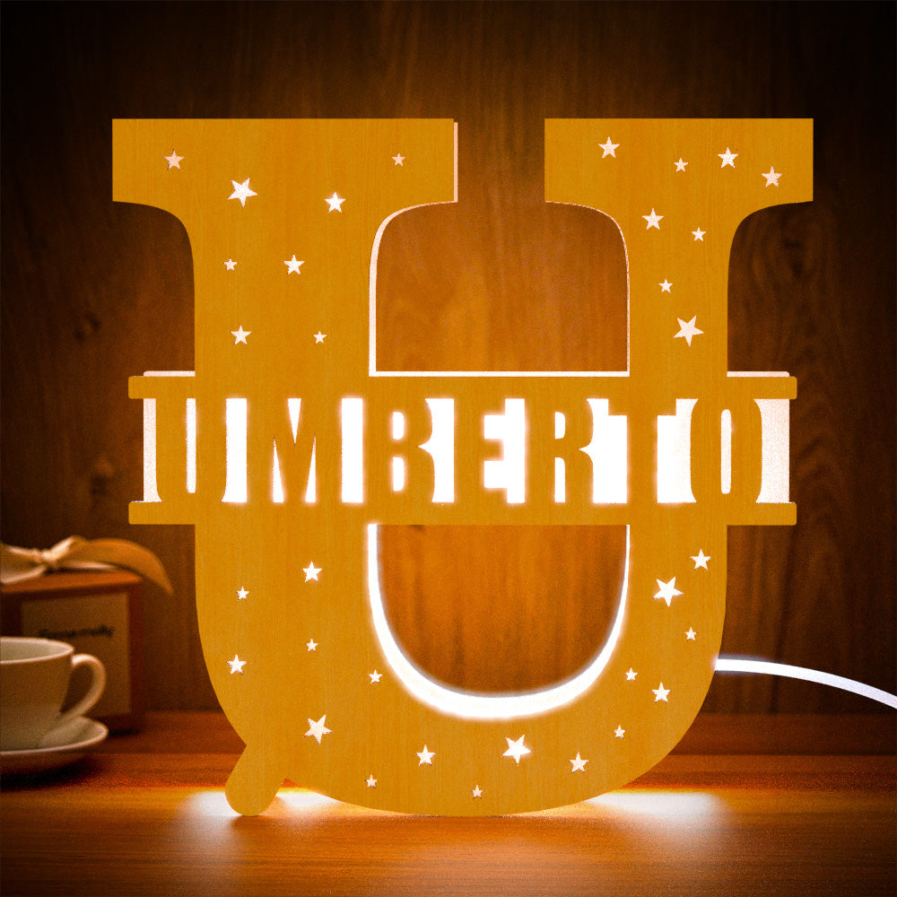Initial Letter Wood Night Light