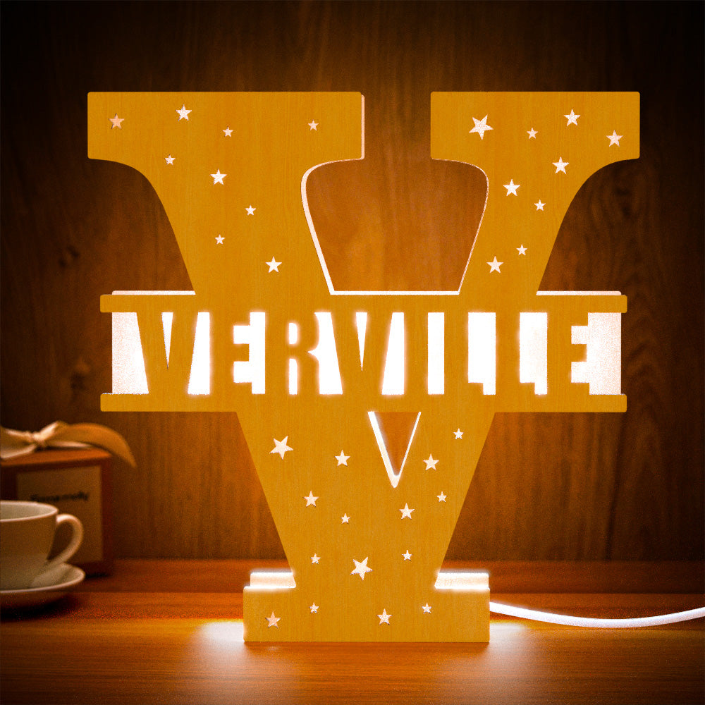 Initial Letter Wood Night Light