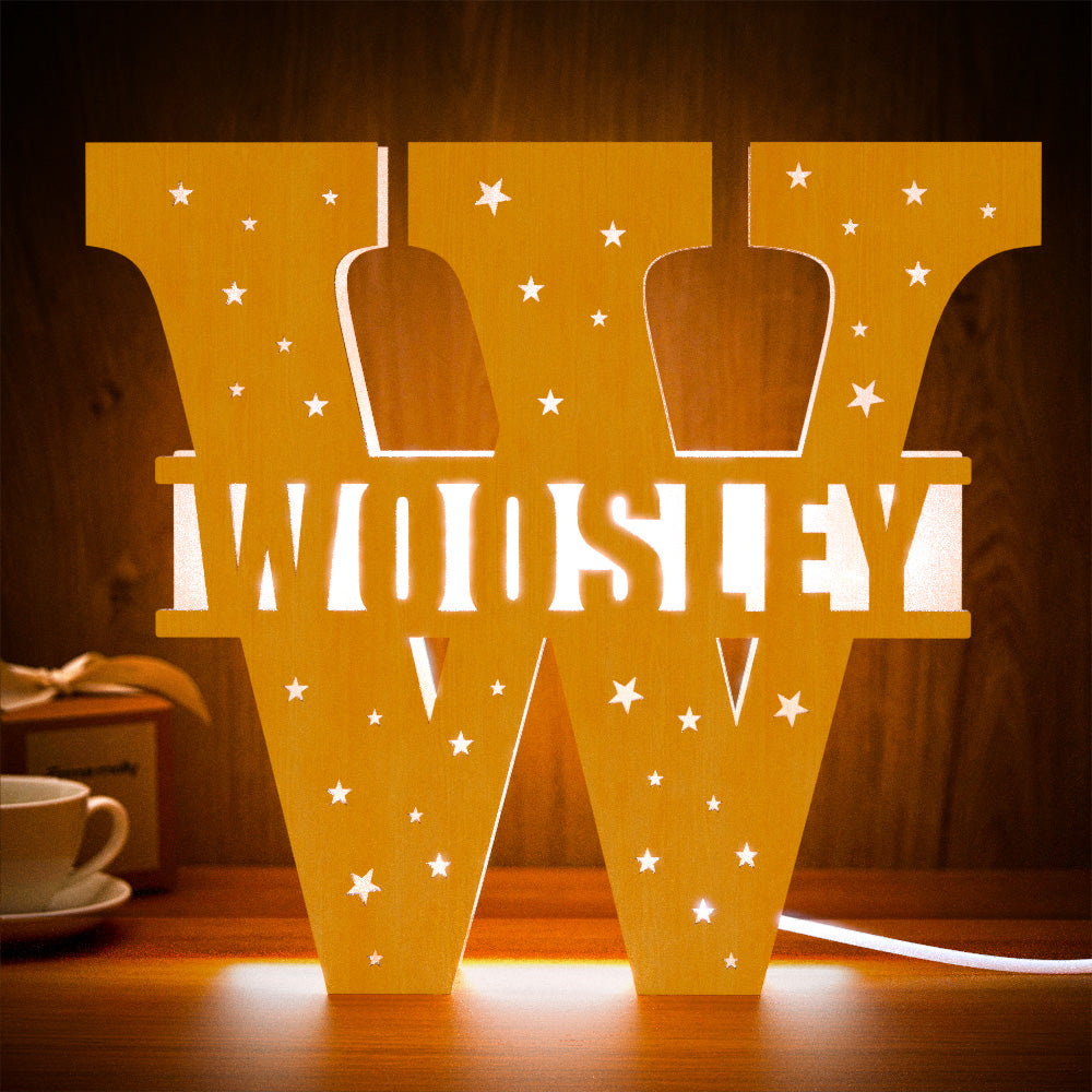Initial Letter Wood Night Light