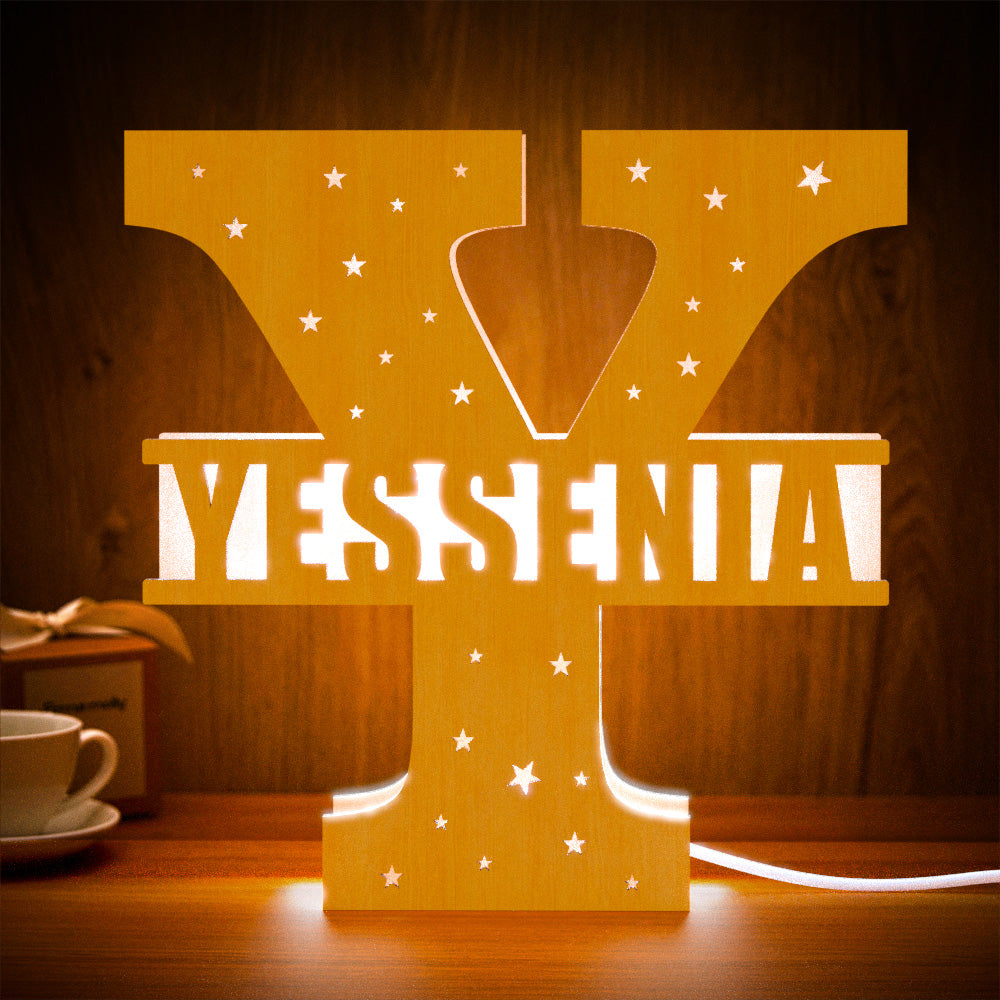 Initial Letter Wood Night Light