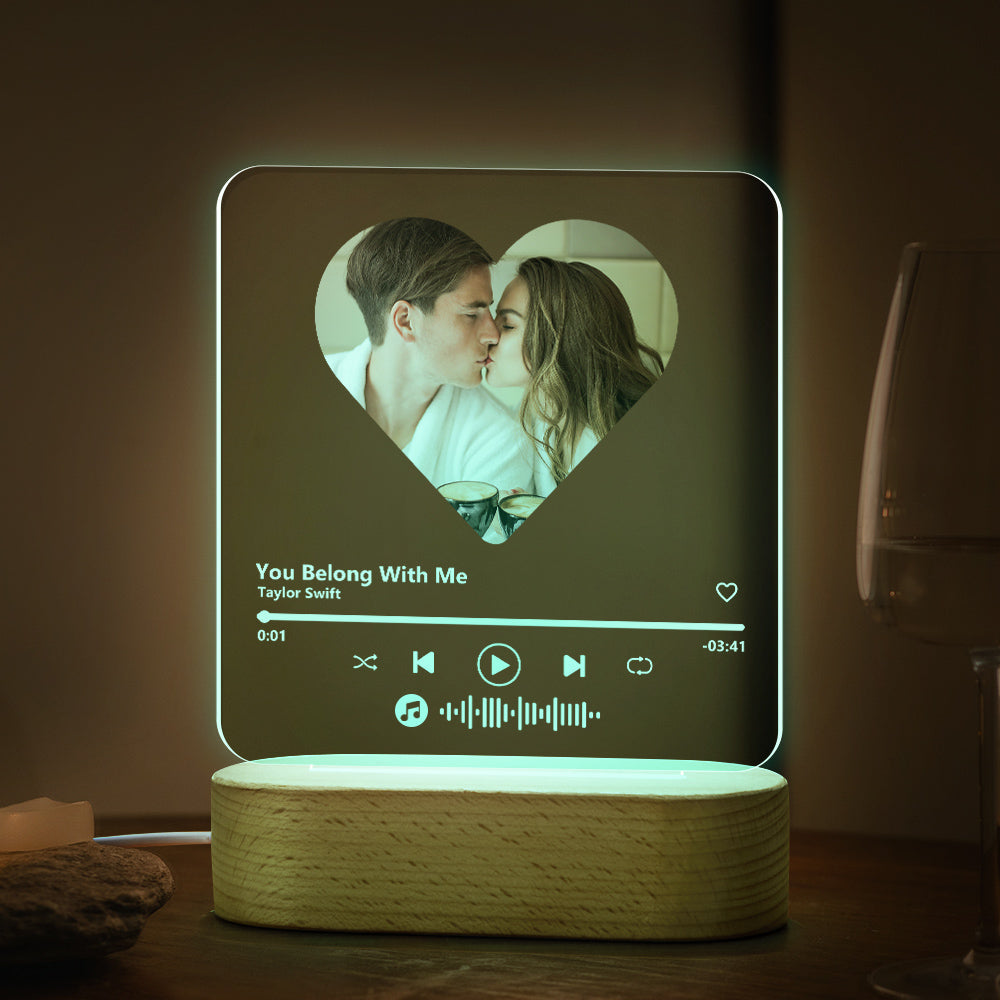 Heart Music Code Plaque Night Light